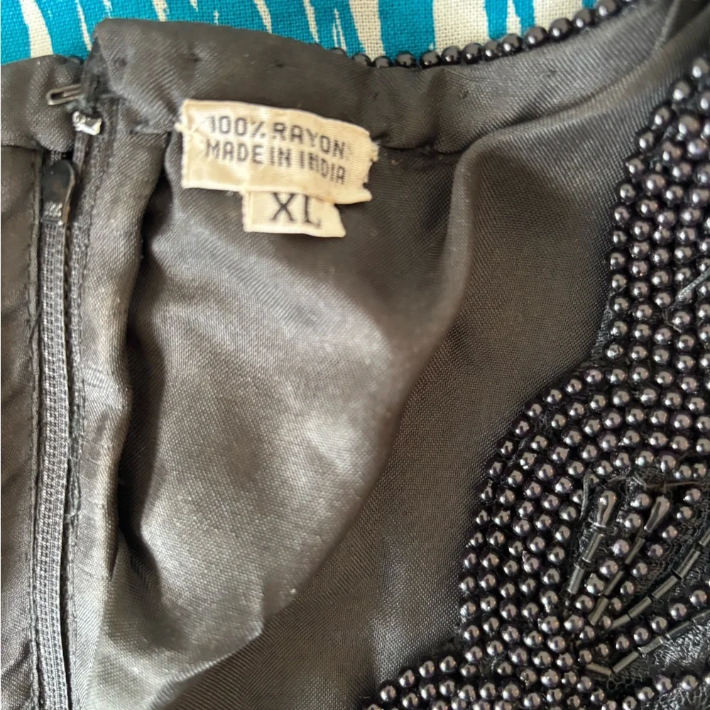 VINTAGE 1990’s Laurence Kazar Black Beaded Lace Dress! - Picture 7 of 9